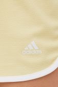 Шорти для бігу adidas Performance Marathon 20 жіночі колір жовтий з аплікацією середня посадка
