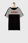 Дитяча футболка Guess колір чорний однотонний