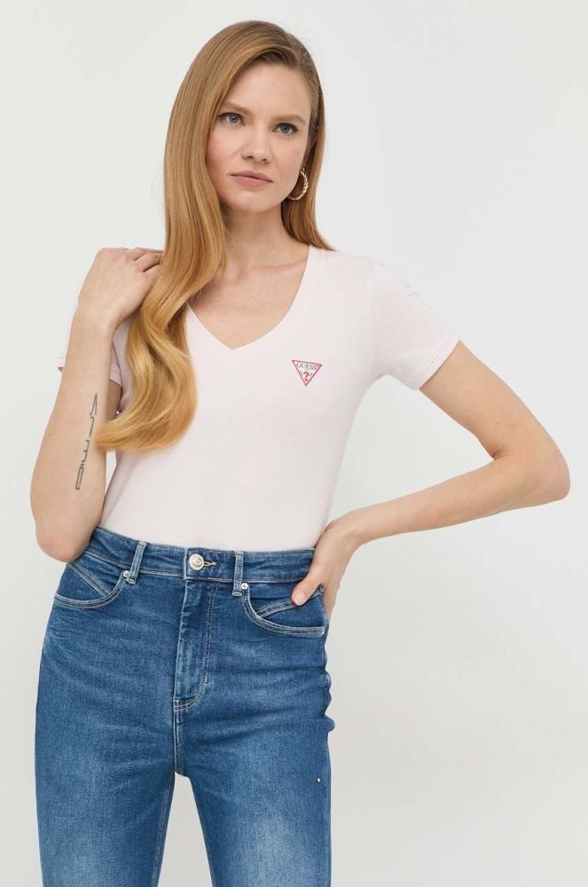 Футболка Guess жіночий колір рожевий (2834621)