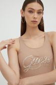 Бавовняний топ Guess колір коричневий