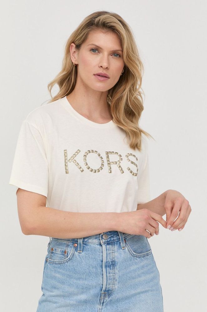 Бавовняна футболка MICHAEL Michael Kors колір бежевий