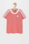 Дитяча бавовняна футболка adidas Performance HB7923 колір рожевий