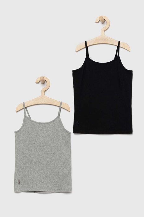 Дитячий топ Polo Ralph Lauren 2-pack колір сірий однотонний
