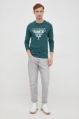 Лонгслів Guess чоловічий колір зелений з принтом