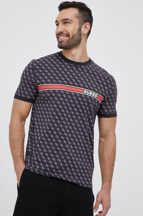 Футболка Guess чоловічий колір чорний візерунок (3048718)