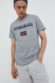 Футболка Napapijri чоловічий колір сірий однотонний