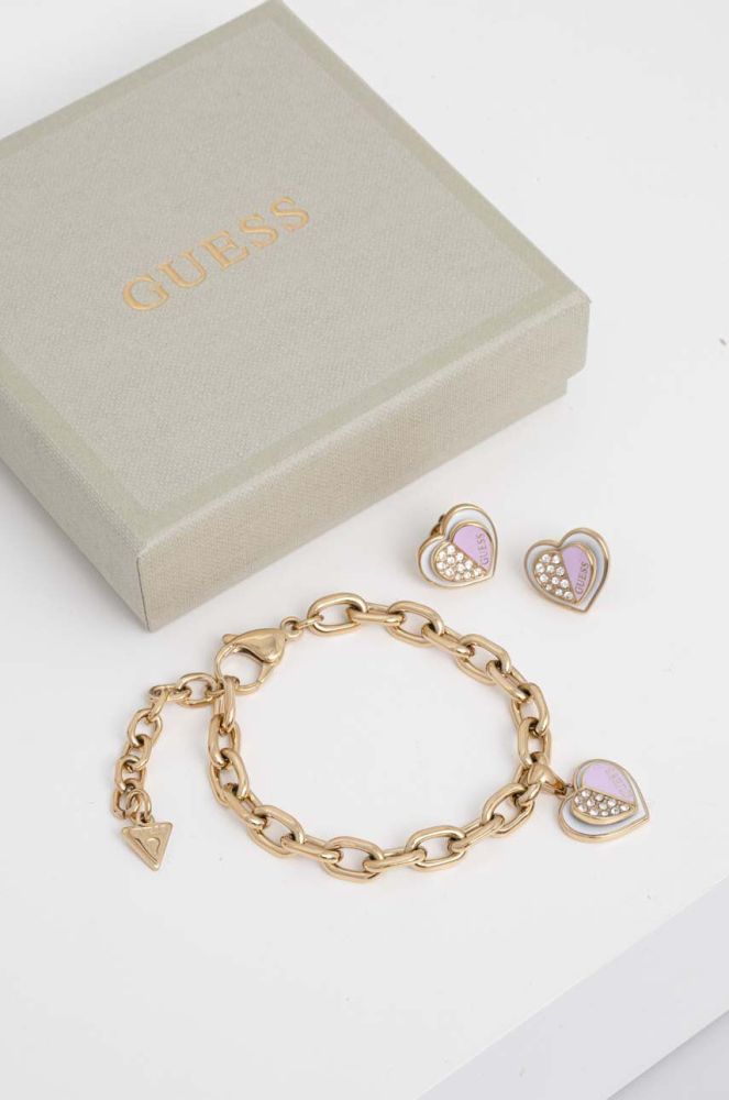 Браслет і сережки Guess колір золотий