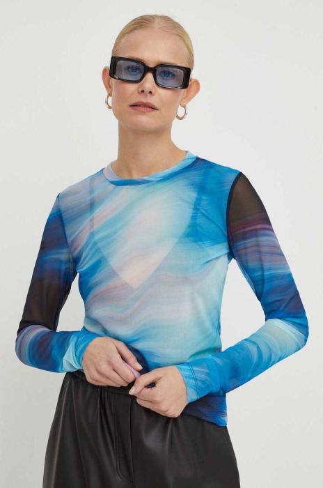 Блузка Bruuns Bazaar Phlox Astra жіноча візерунок колір блакитний