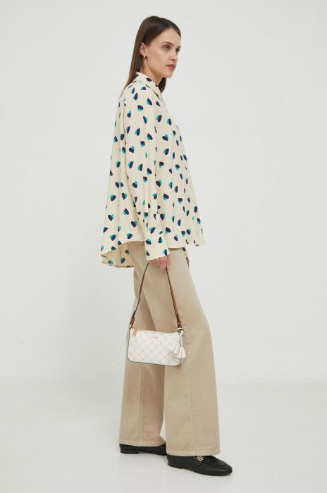 Сорочка Seidensticker жіноча колір бежевий regular класичний комір (3519628)