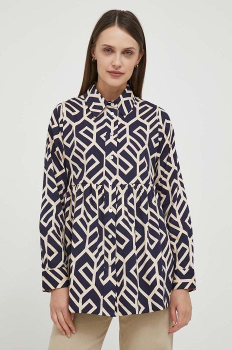 Бавовняна сорочка Seidensticker жіноча колір синій regular класичний комір (3526826)