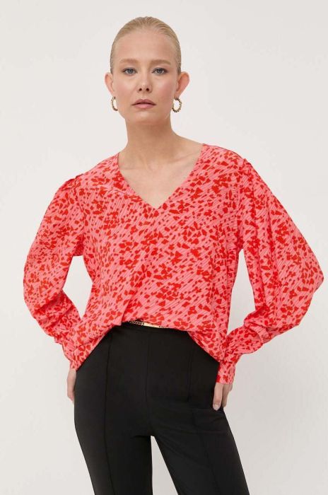 Шовкова блузка BOSS візерунок колір барвистий (3372278)