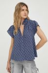 Блузка Samsoe Samsoe жіноча колір синій візерунок