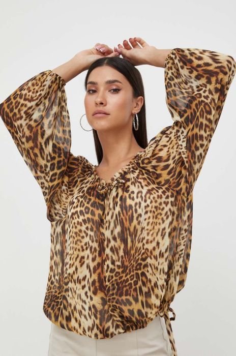 Блузка Marciano Guess жіноча колір коричневий візерунок (3423450)