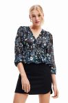 Блузка Desigual 23WWBW06 WOMAN WOVEN BLOUSE LONG SLEEVE жіноча колір синій принт квіти