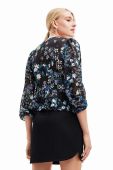 Блузка Desigual 23WWBW06 WOMAN WOVEN BLOUSE LONG SLEEVE жіноча колір синій принт квіти