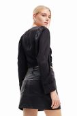 Блузка Desigual 23WWBW32 WOMAN WOVEN BLOUSE LONG SLEEVE жіноча колір чорний однотонна