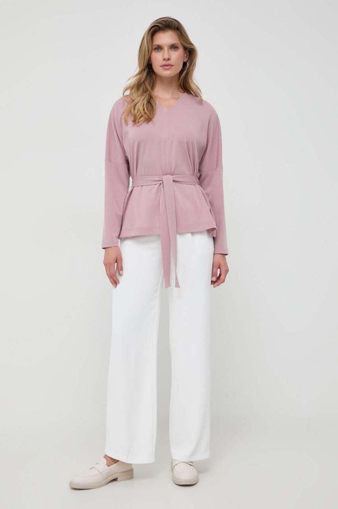 Блузка Max Mara Leisure жіноча колір рожевий однотонна (3644594)