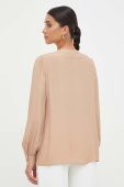 Сорочка з домішкою шовку Pinko колір бежевий regular в'язане декольте (3532406)