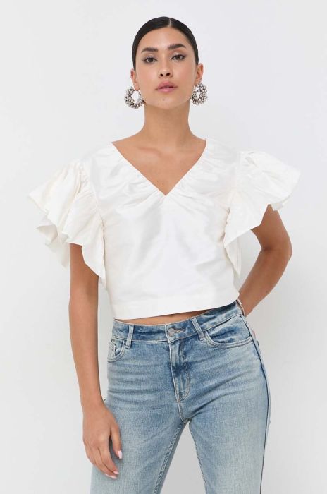 Шовкова блузка Miss Sixty колір білий однотонна