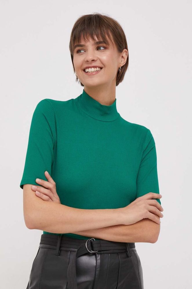 Футболка United Colors of Benetton жіночий колір зелений півгольф