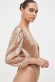 Боді Bardot колір бежевий однотонна