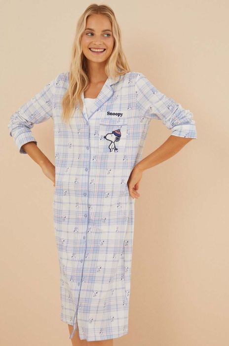 Бавовняна нічна сорочка women'secret Snoopy з бавовни 4446204 колір блакитний