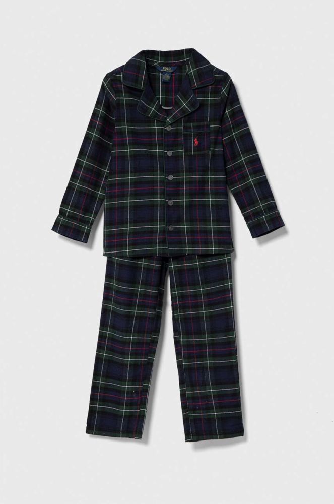 Дитяча бавовняна піжама Polo Ralph Lauren колір зелений візерунок