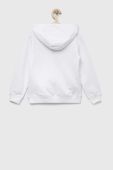 Дитяча бавовняна кофта Guess колір білий з капюшоном з аплікацією (3293576)