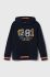 Дитяча бавовняна кофта Guess колір синій з капюшоном з аплікацією (3369010)