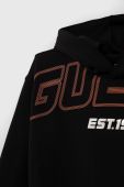 Дитяча кофта Guess колір чорний з капюшоном з принтом