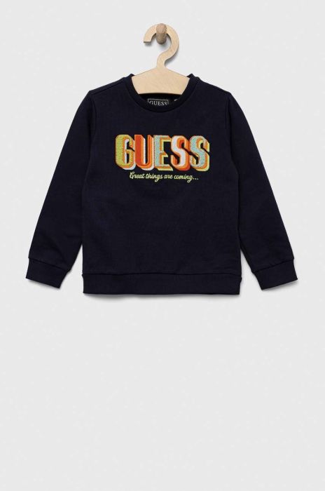 Дитяча бавовняна кофта Guess колір синій з принтом (3293608)