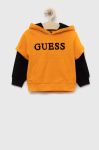 Дитяча бавовняна кофта Guess колір помаранчевий з капюшоном візерунок (3296474)