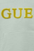 Дитяча бавовняна кофта Guess колір бірюзовий з капюшоном візерунок