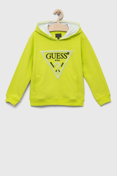 Дитяча бавовняна кофта Guess колір зелений з аплікацією (3293614)