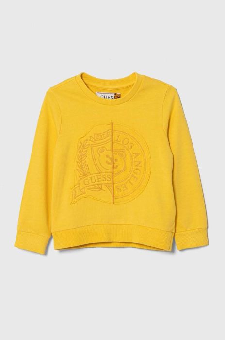 Дитяча бавовняна кофта Guess колір жовтий з аплікацією (3365615)