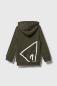 Дитяча бавовняна кофта Guess колір зелений з капюшоном однотонна