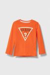 Дитячий бавовняний лонгслів Guess колір помаранчевий з принтом (3362283)