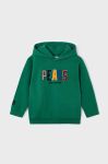 Дитяча кофта Mayoral колір зелений з капюшоном з аплікацією