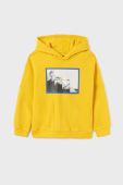 Дитяча кофта Mayoral колір жовтий з капюшоном з принтом (3413625)