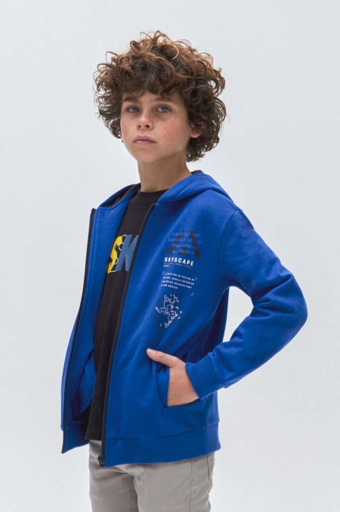 Дитяча кофта Mayoral з капюшоном з принтом колір блакитний (3413702)