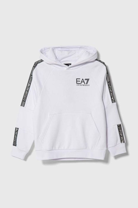 Дитяча кофта EA7 Emporio Armani колір білий з капюшоном з принтом (3441405)