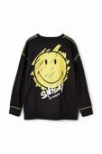 Дитяча бавовняна кофта Desigual 23WBTK03 T-SHIRT LONG SLEEVE колір чорний з принтом