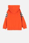 Дитяча бавовняна кофта Coccodrillo колір червоний з капюшоном з принтом