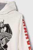 Дитяча бавовняна кофта zippy x Marvel колір білий з капюшоном з принтом