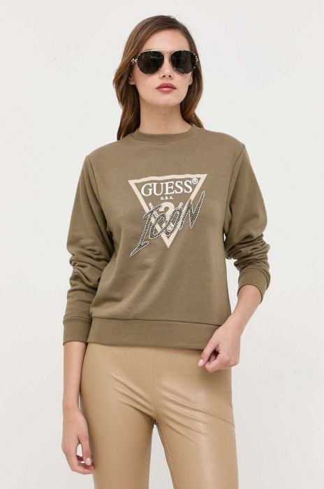 Кофта Guess жіноча колір зелений з принтом (3312869)