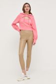 Кофта Guess жіноча колір рожевий з капюшоном з аплікацією (3309795)