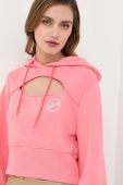 Кофта Guess жіноча колір рожевий з капюшоном з аплікацією (3309795)