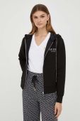 Кофта Guess жіноча колір чорний з капюшоном з аплікацією (3449910)