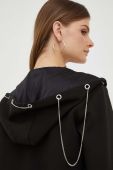 Кофта Guess жіноча колір чорний з капюшоном з аплікацією (3449910)