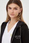 Кофта Guess жіноча колір чорний з капюшоном з аплікацією (3449910)